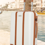 Teakwood Leathers Small Cabin Suitcase (55 cm) 8 Wheels - HORIZON - White