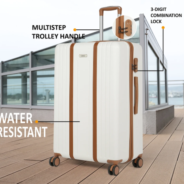 Teakwood Leathers Small Cabin Suitcase (55 cm) 8 Wheels - HORIZON - White