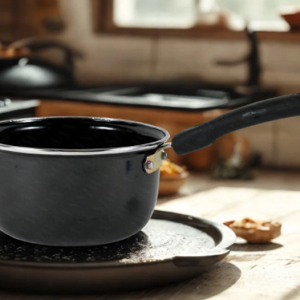 SIWAAN 2L Enamel Coated Saucepan Sauce Pan 16 cm diameter 2 L capacity (Cast Iron, Non-stick, Induction Bottom)