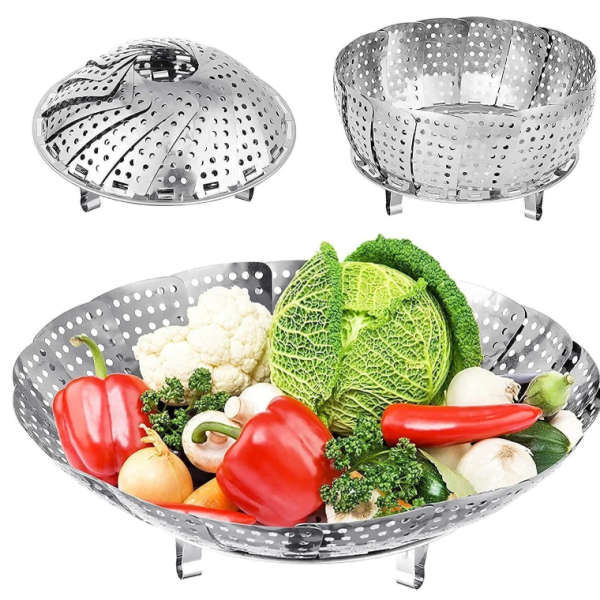 Niralasa Folding Vegetable Steamer Basket, 100% Stainless Steel Steamer Insert for Veggie Stainless Steel Steamer (1 L)