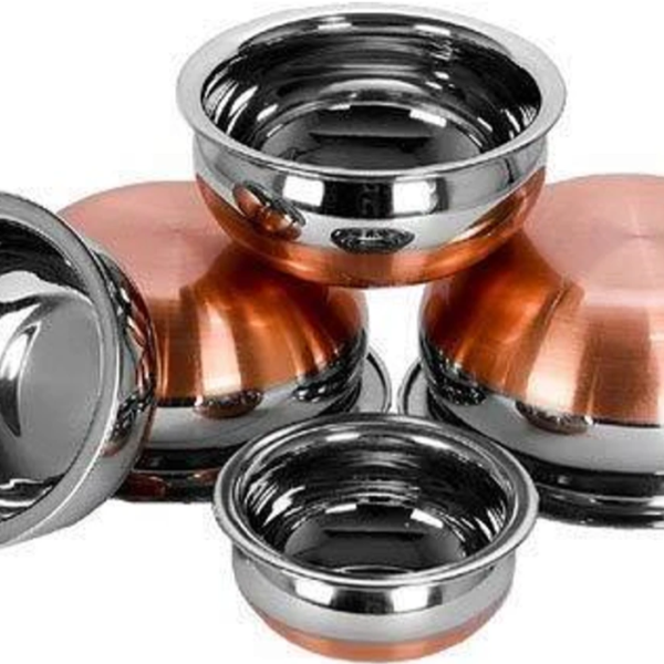 eppyz Copper Bottom Pot /Steel Set 5 Piece Handi 2.1 L, 1.6 L, 1.1 L, 0.8 L, 0.5 L (Stainless Steel)
