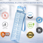 BELLERBIRD Motivational bottle 1000ML GREEN 1000 ml Plastic Bottle (Pack of 1, Green)