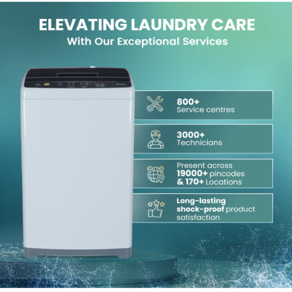 Haier 7 Kg, Oceanus Wave Drum, 15 Min Quick Wash, Magic Filter, 8 Wash Programs, Fully Automatic Top Load Washing Machine (HWM70-AE | Moonlight Silver)