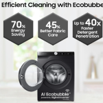 Samsung 8 kg, 5 star, Eco Bubble Technology, AI Control, Wi-Fi, Fully-Automatic Front Load Washing Machine (WW80T504DAB1TL, Hygiene Steam, Black Caviar, Awarded as Washing Machine Brand of the year)
