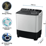 Samsung 8.5 Kg, 5 Star, Semi-Automatic Washing Machine (Wt85B4200Gg/Tl, Air Turbo Drying, Light Gray, Awarded as Washing Machine Brand of the year)