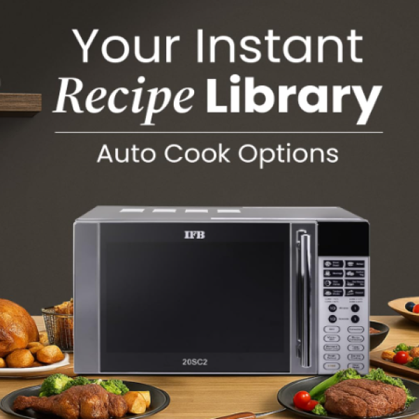 IFB 20L Convection Microwave Oven, 24 Standard Cook Menus (20SC2, Metalic Silver, Steam Clean, Weight Defrost, Grill & Multi-Stage Cooking, 10 Power Levels)