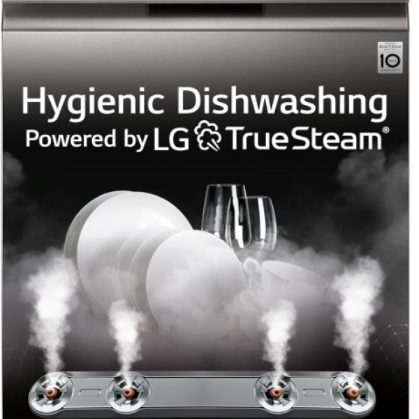 LG 14 Place Settings Inverter Direct Drive, Wi-Fi Free Standing Dishwasher (DFB424FP, Silver, Silent Operation, Tough Stain Removal, Adjustable racks & TrueSteam)
