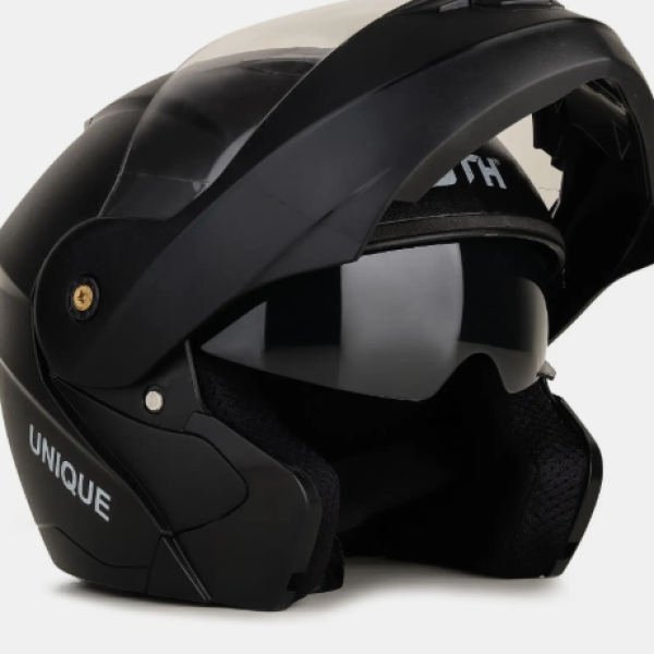 oth Flip Up Helmet for Men | ISI Certified | Anti-Scratch, UV Resistant Motorbike Helmet (Black)