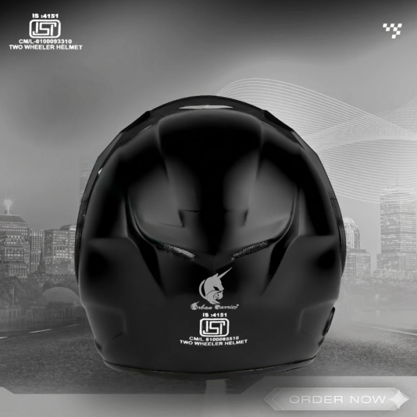 urban carrier ISI Certified ABS Material Half Face Stylish Helmet with Clear Visor For Men Motorbike Helmet (Black)